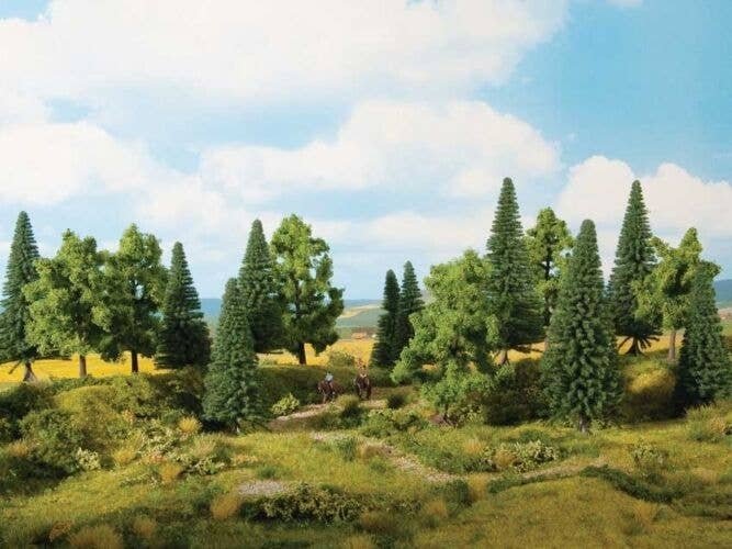 Mixed Forest Trees -- 5-1/2 - 7-1/16′ 14 - 18cm Tall pkg(6), All Scales, Noch Gmbh & Co 24622
