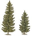 Spruce Trees pkg(2) -- 3-5/8 x 4-13/16′ 90 & 120mm Tall, HO, Busch Gmbh & Co Kg 6133