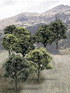 Mixed Green Deciduous Tree Pack - Ready Made Trees(TM) -- 3 to 5′ 7.6 to 12.7cm pkg(14), All Scales, Woodland Scenics 1572