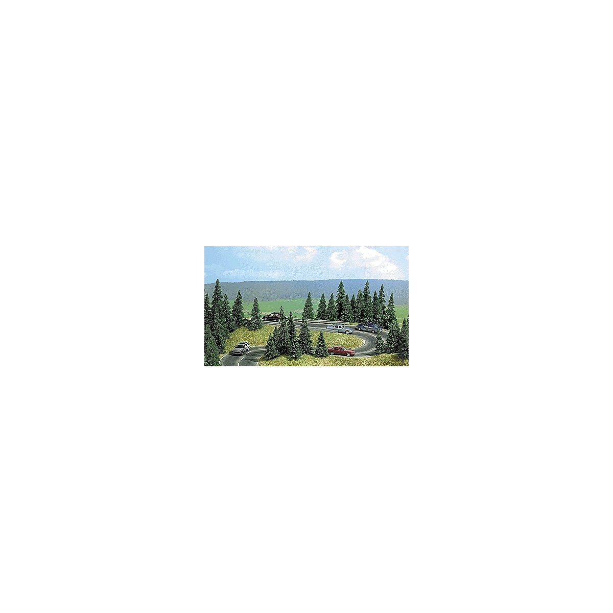 Flocked Pine Tree Set pkg(20), HO, Busch Gmbh & Co Kg 9740
