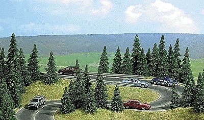 Flocked Pine Tree Set pkg(20), HO, Busch Gmbh & Co Kg 9740