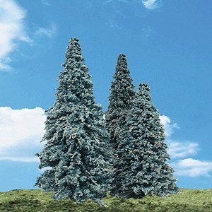 Woodland Classic Trees(R) Ready Made - Blue Needle -- 4 to 6′ 10.1 to 15.2cm Tall pkg(4), All Scales, Woodland Scenics 3569