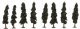 Evergreen-Conifer Trees - Super Scenic Series -- 4-1/4 - 4-5/16′ 10.8 - 11cm pkg(8), All Scales, JTT Miniature Tree 92134