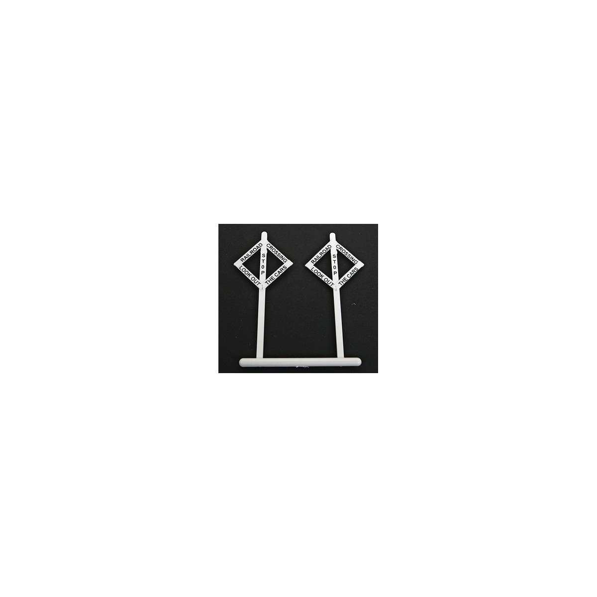 Railroad Crossing Warning Sign pkg(10) -- Early Diamond Style - Look Out for the Cars Lettering, HO, Tichy Train Group 8179
