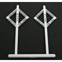 Railroad Crossing Warning Sign pkg(10) -- Early Diamond Style - Look Out for the Cars Lettering, HO, Tichy Train Group 8179