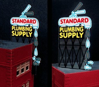 Standard Plumbing Supply Animated Neon Billboard -- 3-1/2 x 1-3/4′ 8.9 x 4.5cm, All Scales, Micro Structures 9181