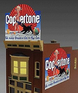Coppertone Animated Neon Billboard -- 2-1/2 x 2-3/8′ 6.4 x 6cm, All Scales, Micro Structures 1062