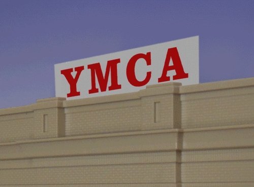 Animated Neon Sign -- YMCA Small Horizonal 3 x 5/8′, All Scales, Micro Structures 2072
