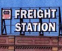 Laser-Cut Wood Billboards - Small for Z, N & HO -- Freight Station w/30 Railroad Heralds 2-1/2, All Scales, Blair Line 1503