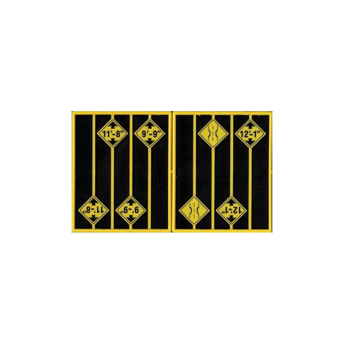 Bridge Clearance Warning Signs -- 8 Signs, 2 Each of 4 Styles, O, Tichy Train Group 2083