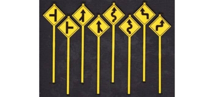 Road Path Warning Signs -- Set 2 pkg(8), S, Tichy Train Group 3549