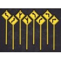 Road Path Warning Signs -- Set 1 pkg(8), O, Tichy Train Group 2072