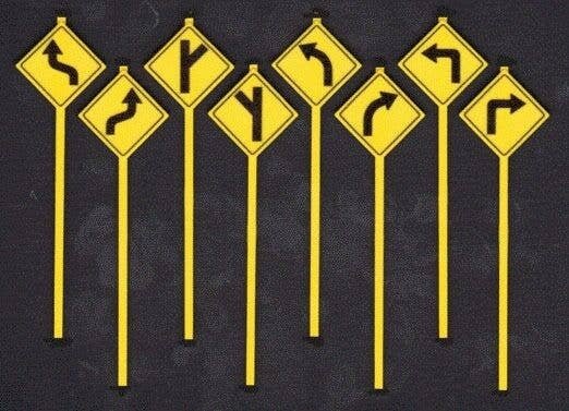 Road Path Warning Signs -- Set 1 pkg(8), O, Tichy Train Group 2072
