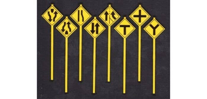 Road Path Warning Signs -- Set 3 pkg(8), S, Tichy Train Group 3550