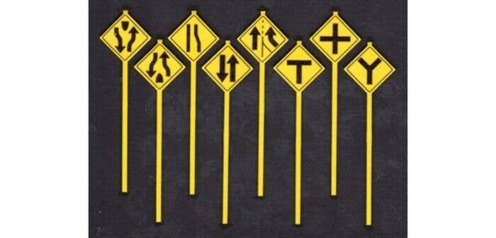Road Path Warning Signs -- Set 3 pkg(8), S, Tichy Train Group 3550