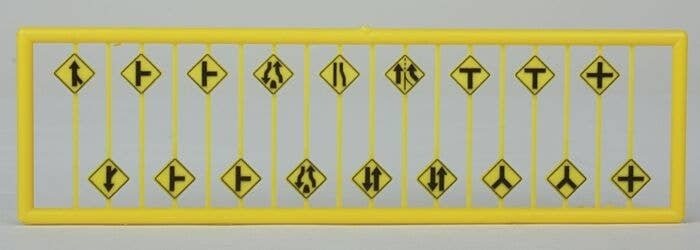 Road Path/Curve Warning Signs 2 -- pkg(18), N, Tichy Train Group 2617