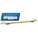 89′ Channel Side Flatcar w/2 Trailmobile Trailers - Ready to Run -- Trailer-Train KTTX 154003 (yellow, black Milwaukee Trailer