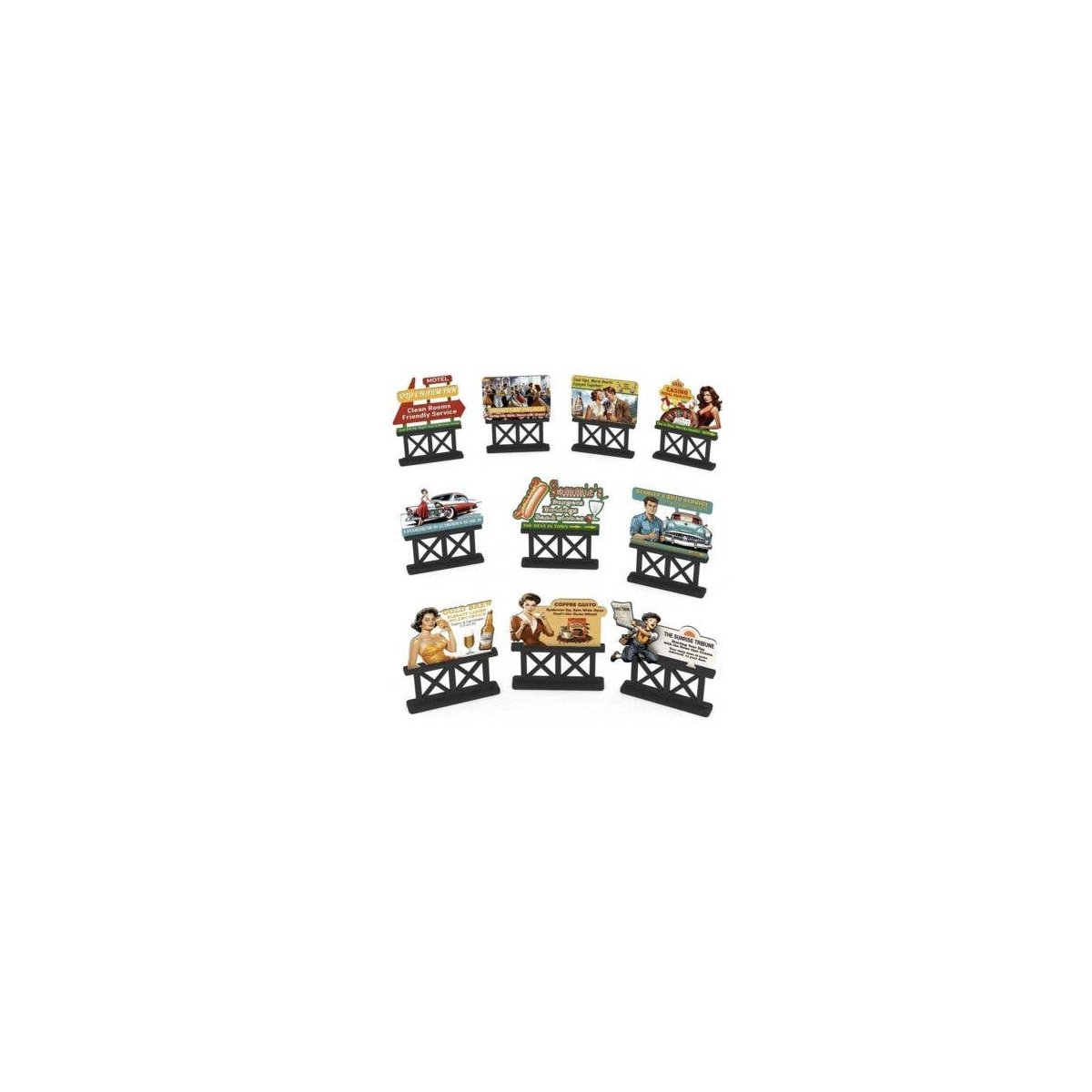 1950s Billboards - Kit -- pkg(10), HO, Bachmann Industries 39128