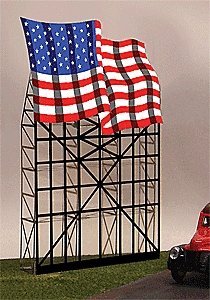 Waving American Flag Animated Neon Billboard -- 5 x 7-21/32′, All Scales, Micro Structures 4071