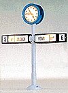 Illuminated Clock -- Platform w/Train Direction Signs, 2′ High, HO, Brawa Modellspielwaren 5290
