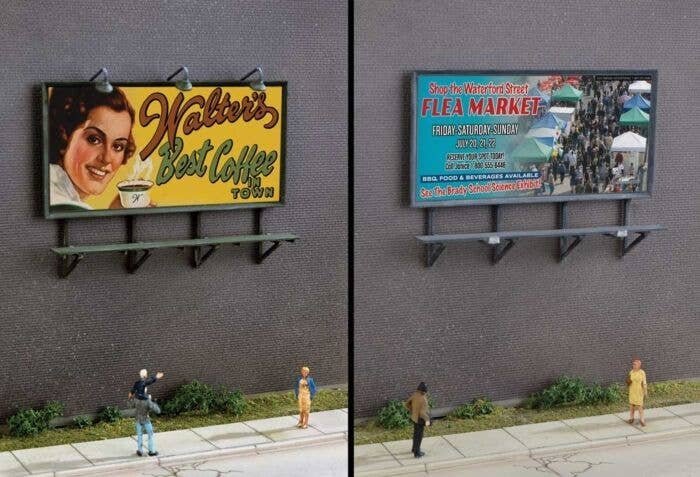 Wall-Mounted Billboard pkg(3) -- Kit, HO, Walthers SceneMaster 4253