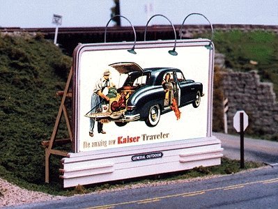 Laser-Cut Wood Billboards (1 Billboard Frame, Lamp Shades & Two Signs) -- Deco 1930s - 1960s, HO, Blair Line 2429