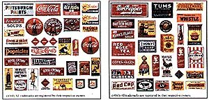 Storefront & Advertising Signs -- Porcelain Advertising Set 1, HO, Blair Line 160