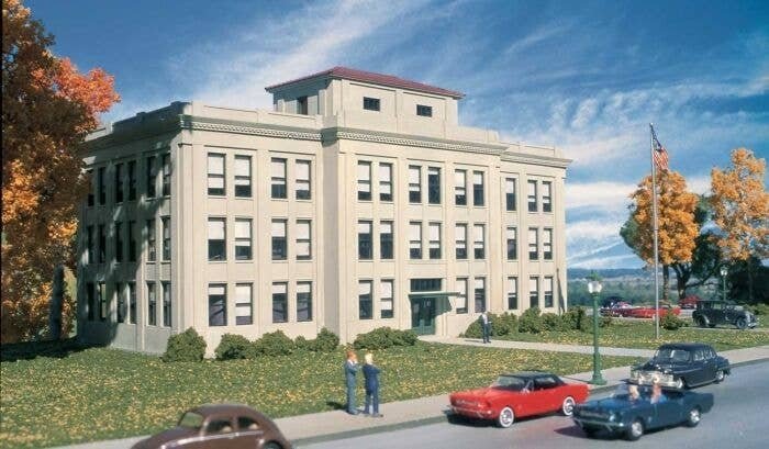 Ford(R) Central Office Building -- Kit - 13-1/2 x 6-1/2 x 7-1/4′ 34.2 x 16.5 x 18.4cm, HO, Walthers Cornerstone 4143