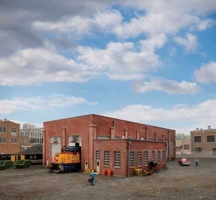 130′ 2-Stall Diesel Engine House -- Kit, HO, Walthers Cornerstone 2923