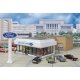 Wayne Bros. Ford Dealership -- Kit - 8-7/8 x 12-1/8 x 3-7/8′ 22.5 x 30 x 9.8cm, HO, Walthers Cornerstone 3483