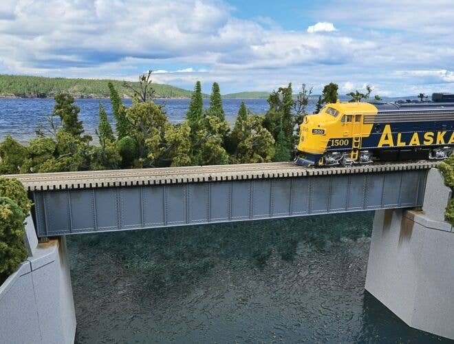 90` Single-Track Railroad Deck Girder Bridge -- Kit - 12-7/16 x 1-3/16 x 1-3/16` 31.5 x 3.0, HO, Walthers Cornerstone 4508