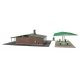 Modernized Gas Station -- Kit - Main Building: 10-1/2 x 9 x 3-3/16′ 26.6 x 22.8 x 8cm, HO, Walthers Cornerstone 3542
