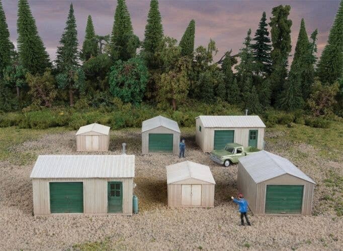 Metal Yard Shed -- Kit - Set of 2 each of 3 styles, HO, Walthers Cornerstone 4123