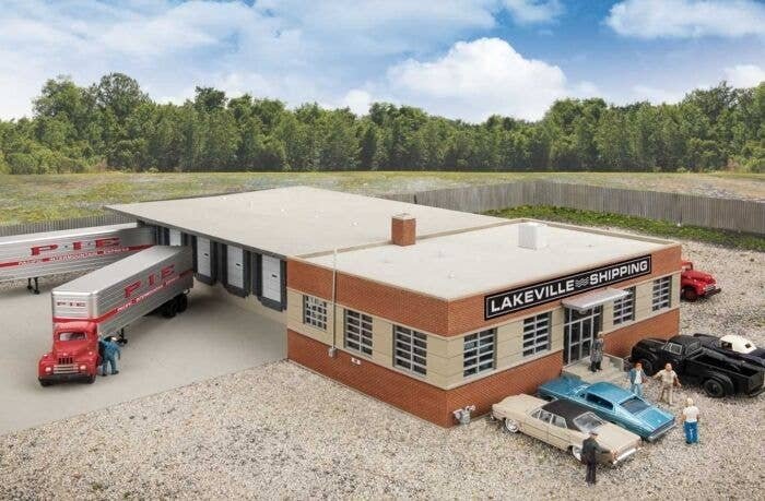 Cross-Dock Truck Facility -- Kit - 16-5/16 x 19-3/16 x 3-1/8′ 41.4 x 48.7 x 7.9cm, HO, Walthers Cornerstone 4131