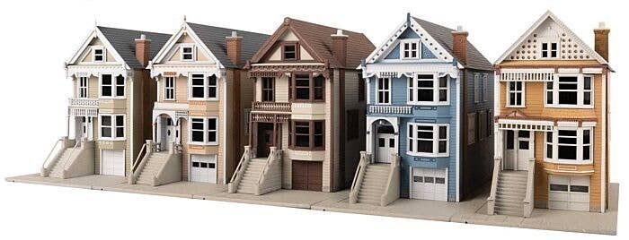 Victorian House 5-Kit Set -- One Each: Kavanaugh, Queen Ann, Steiner, Painted Lady, Gingerbread, HO, WalthersTrainline B950
