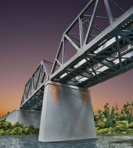 Double-Track Railroad Bridge Concrete Pier 2-Pack -- Kit 5-7/16 x 1-1/4 x 5-1/8′ 13.8 x 3.1, HO, Walthers Cornerstone 4552