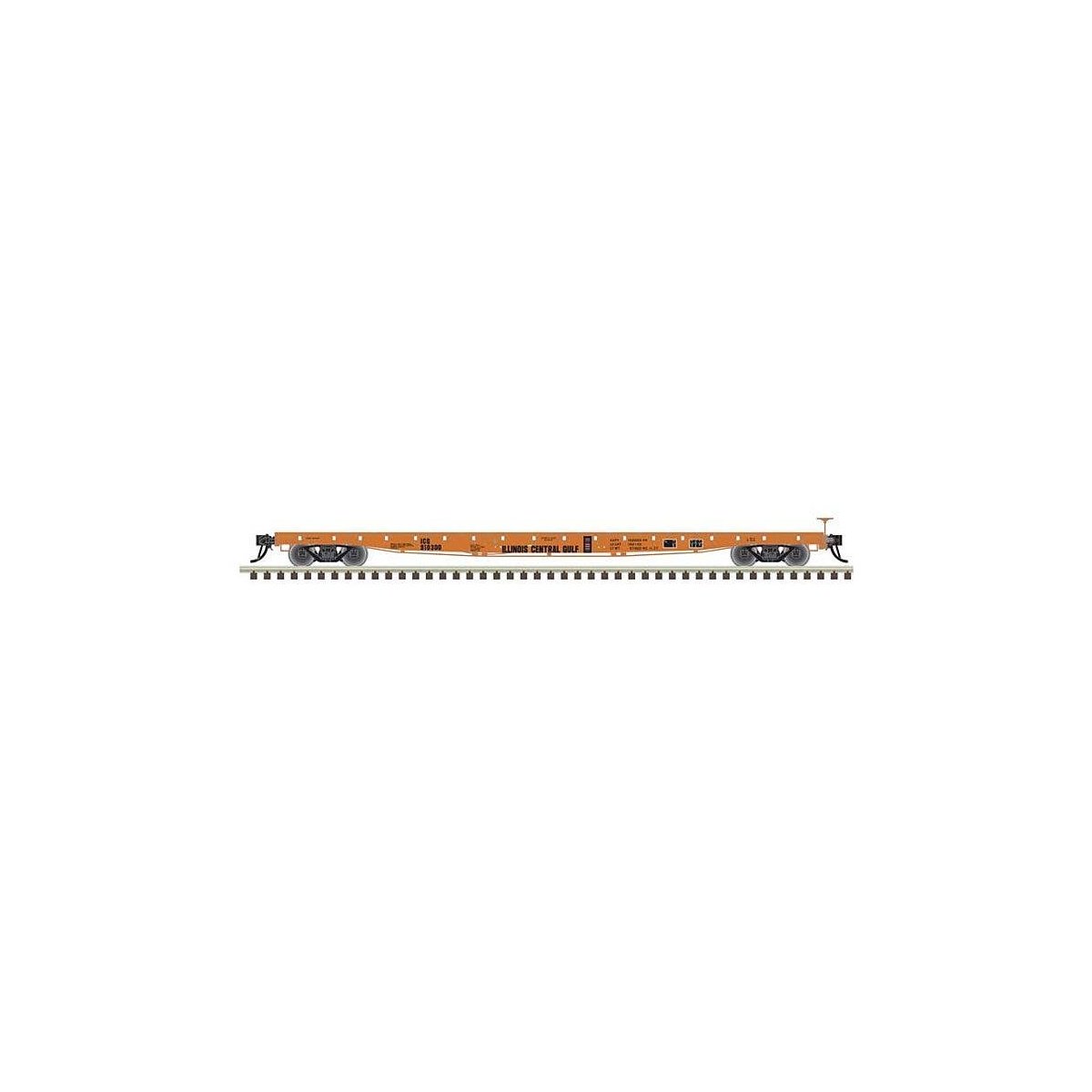 GSI 60′ Flatcar - Ready to Run -- Illinois Central Gulf 910300 (orange, black), N, Atlas Model Railroad Co. 50006429