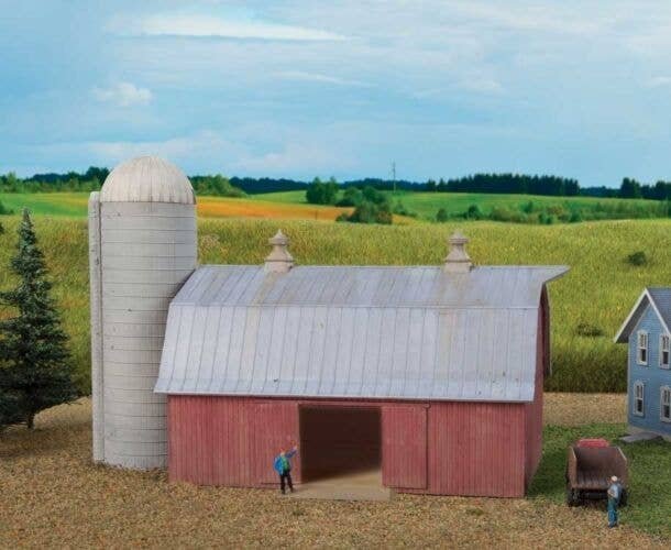 Meadowhead Barn and Silo -- Kit, N, Walthers Cornerstone 3892