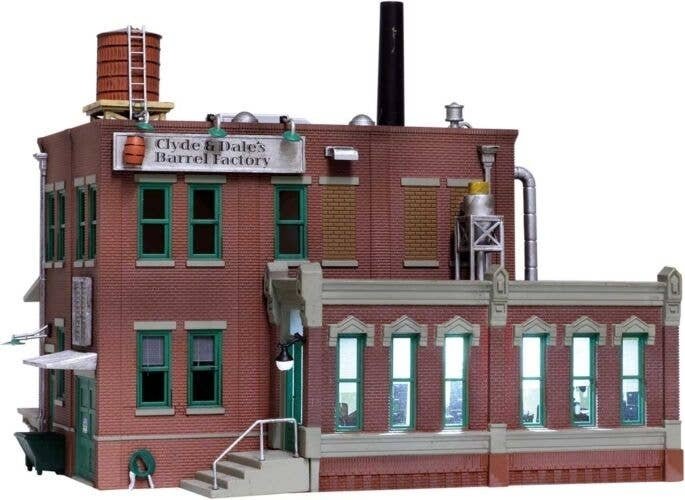 Clyde & Dale′s Barrel Factory - Built-&-Ready Landmark Structures(R) -- Assembled - 6-5/8 x 5-11, HO, Woodland Scenics 5026