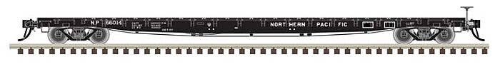 GSI 60′ Flatcar - Ready to Run -- Northern Pacific 66004 (black, white), N, Atlas Model Railroad Co. 50006436