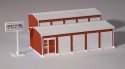 Two-Unit Self-Storage Facility - Kit - Approximately 2 x 5-3/4′ 5.1 x 14.6 -- Red, HO, Railtown Model Railroad Suppli 2902