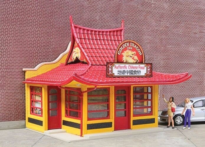 Golden Dragon Take Out -- Kit - 3-1/8 x 2-1/2 x 2-5/8′ 7.9 x 6.5 x 6.7cm, HO, Walthers Cornerstone 3780