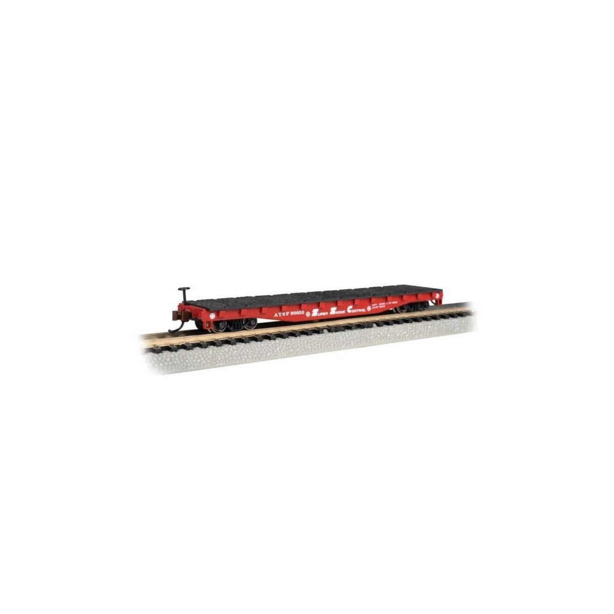 52′ Steel Flatcar - Ready to Run -- Union Pacific 58259 (Boxcar Red), N, Bachmann Industries 17354