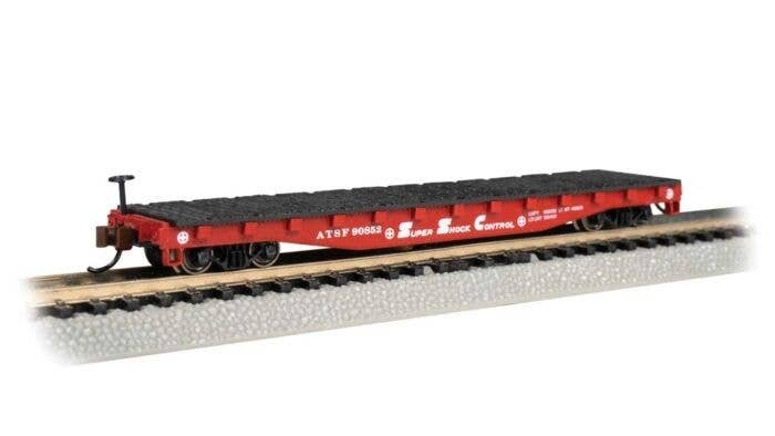 52′ Steel Flatcar - Ready to Run -- Union Pacific 58259 (Boxcar Red), N, Bachmann Industries 17354