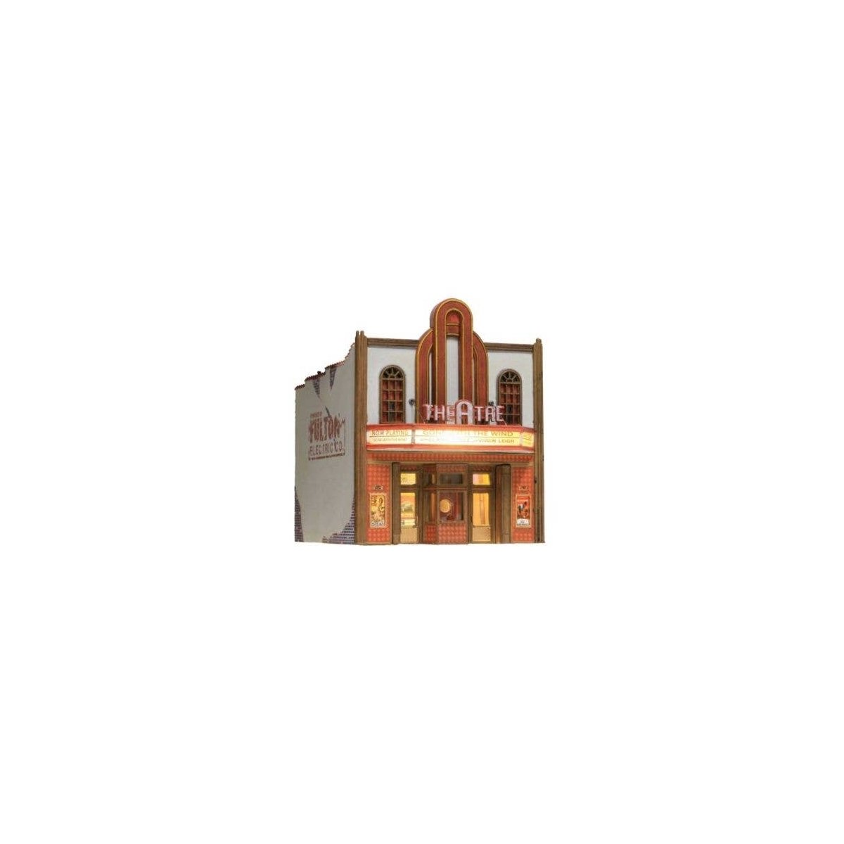 Theatre w/Lights - Built & Ready Landmark Structures(R) -- Assembled - 2-1/4 x 2-3/4 x 2-13/16′ , N, Woodland Scenics 4944