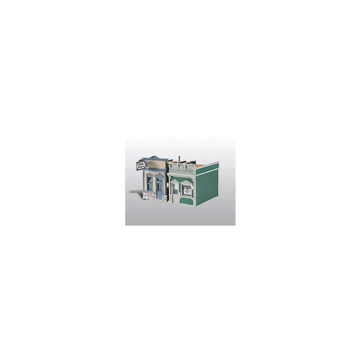 Doctor`s Office & Shoe Repair - Scenic Details(R) -- Metal Kit - 3 x 2-1/8` 7.6 x 5.4cm, HO, Woodland Scenics 224