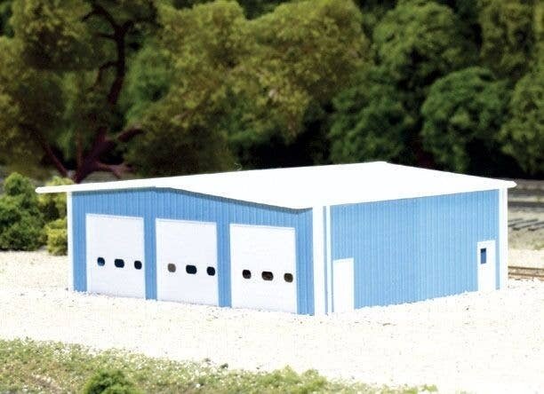 Fire Station -- (blue) Scale 50 x 40′ 15.2 x 12.2m, N, Pikestuff 8009