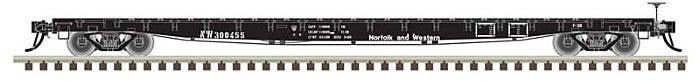 GSI 60′ Flatcar - Ready to Run -- Norfolk and Western 300455 (black, white), N, Atlas Model Railroad Co. 50006432