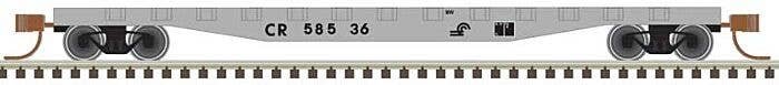 50′ Steel Flatcar with Stakes - Ready to Run -- Conrail 58536 (gray, black), N, Trainman 50005562
