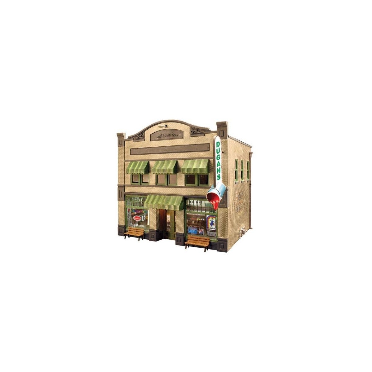 Dugan′s Paint Store - Built & Ready Landmark Structures(R) -- Assembled - 8-1/8 x 6-11/16 x 7-1/2, O, Woodland Scenics 5853
